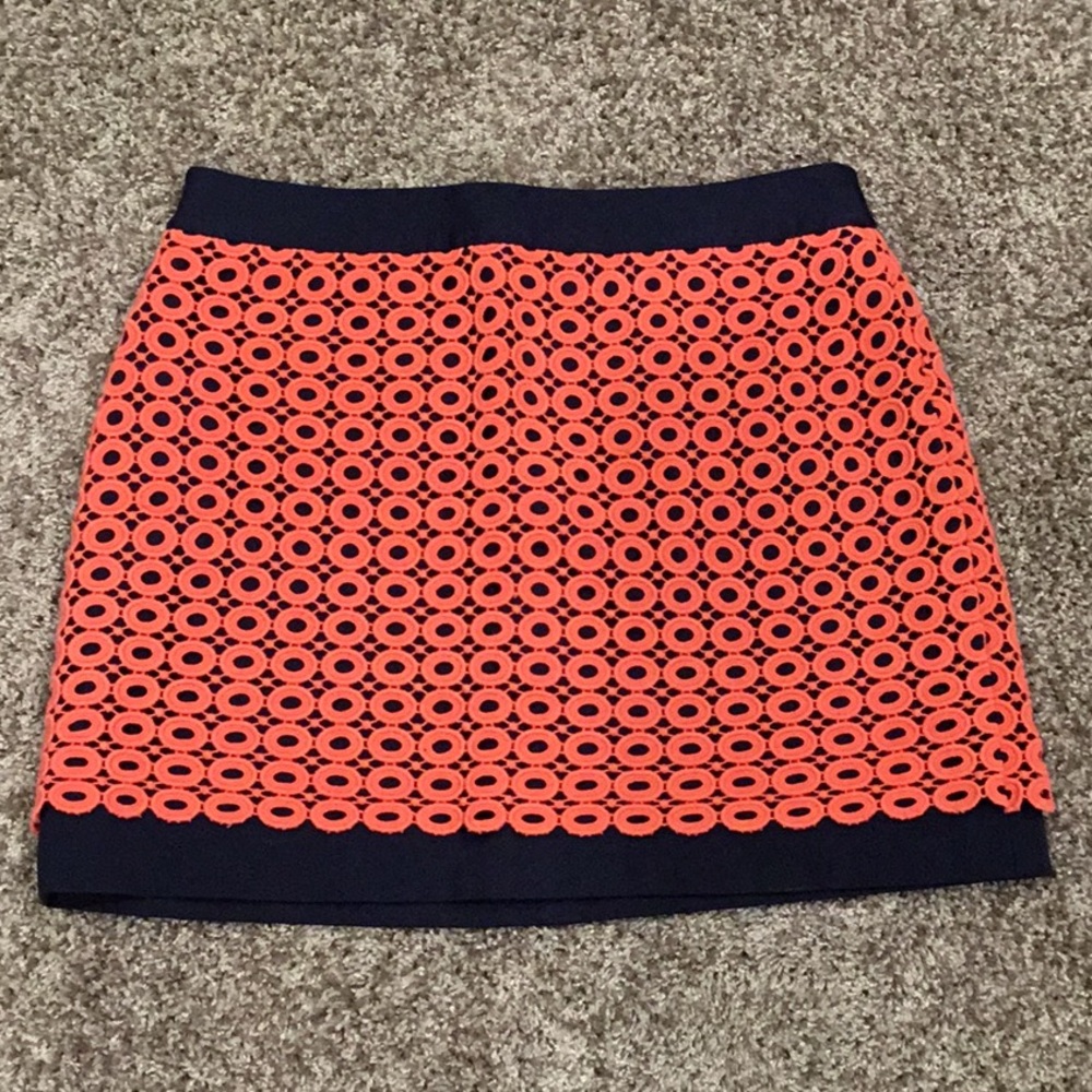 Ann Taylor Loft Navy and Tangerine Skirt Size 10